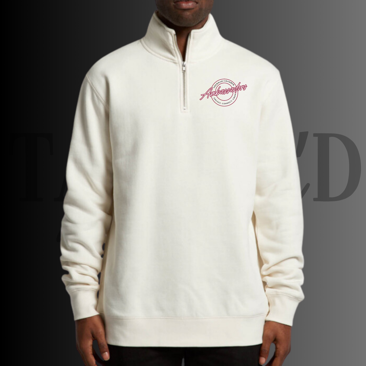 Chamber Ambassador Stencil Half Zip Pullover Ecru