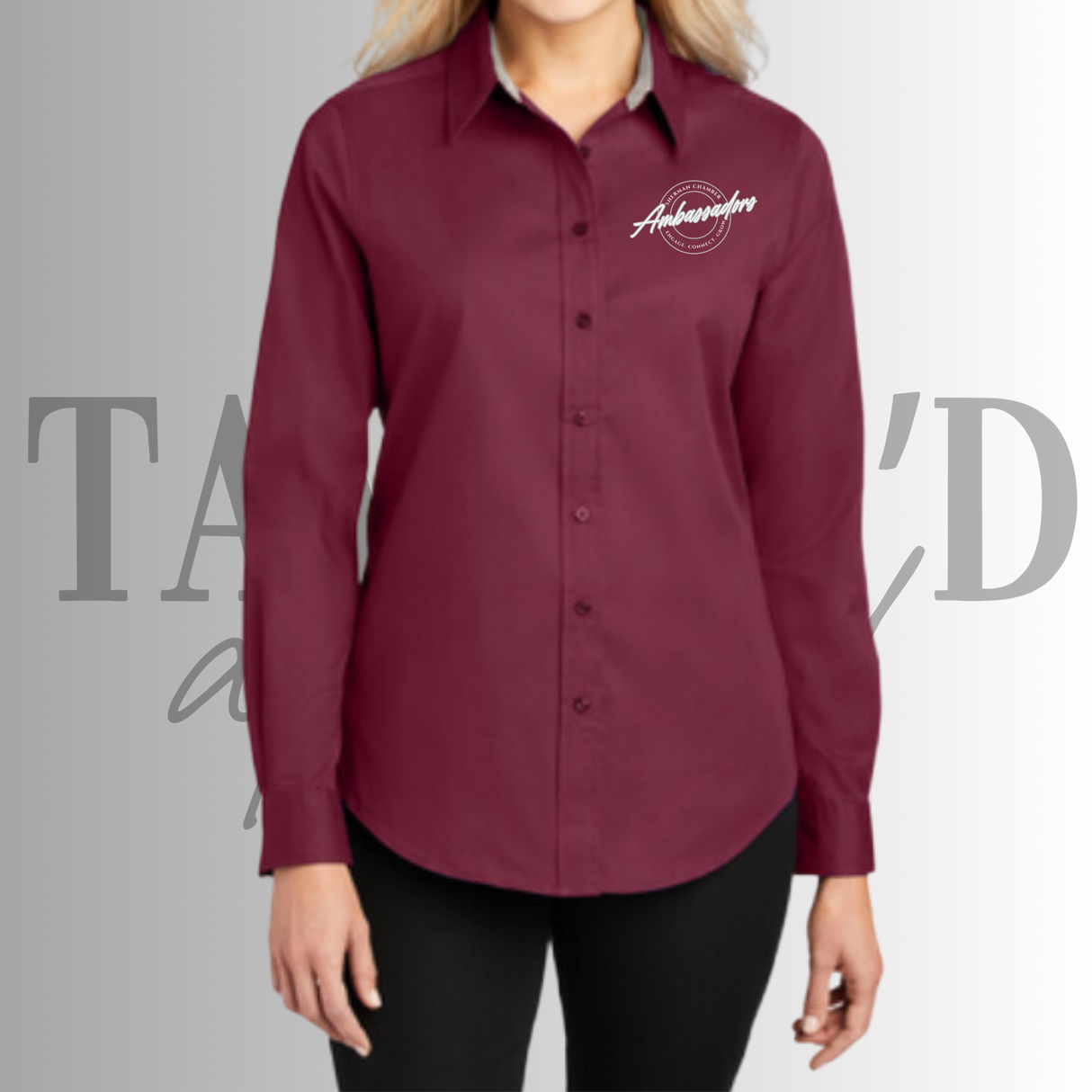 Sherman Chamber Long Sleeve Button Down Burgundy