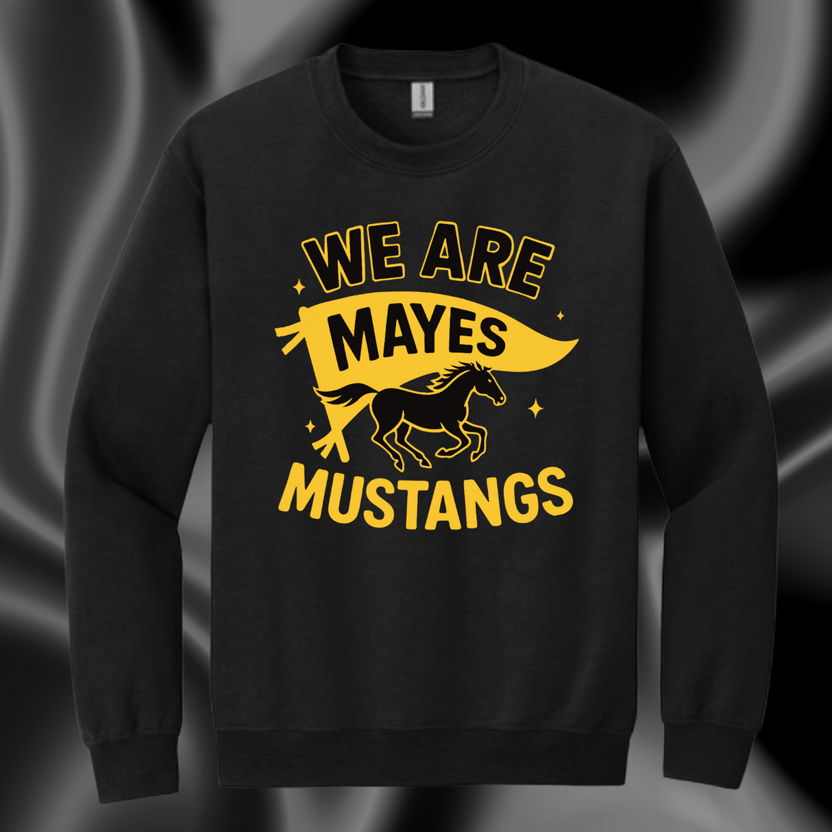We are Mayes Mustangs Black Crewneck